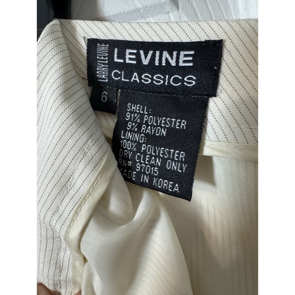Larry Levine Levine Classics Cream Ivory Pin Striped Dress Pants Size 6 - Picture 4 of 4